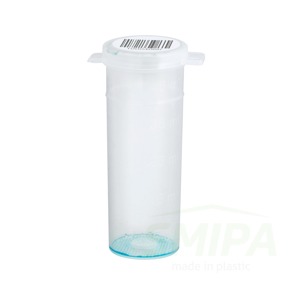 Provetta PP con tappo integrato 50 ml con conservante spray e barcode 1870
